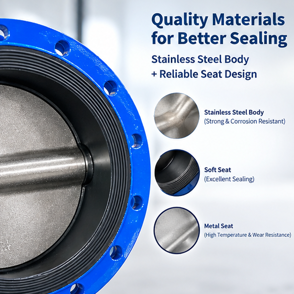 A close-up of a butterfly valve disc and seat illustrating soft seat and metal seat sealing designs.